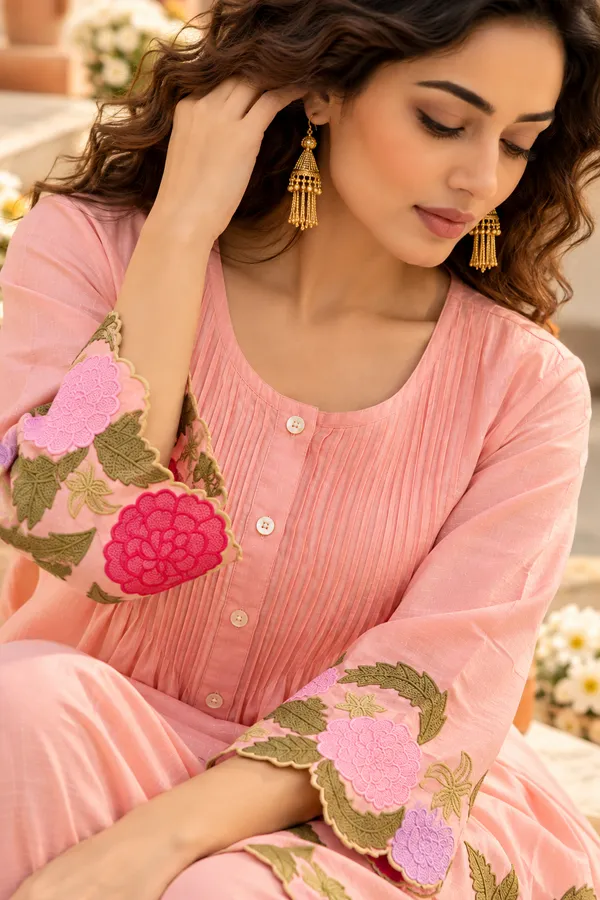 Pink_Cotton_Kurta_Pant_Set_For_Women