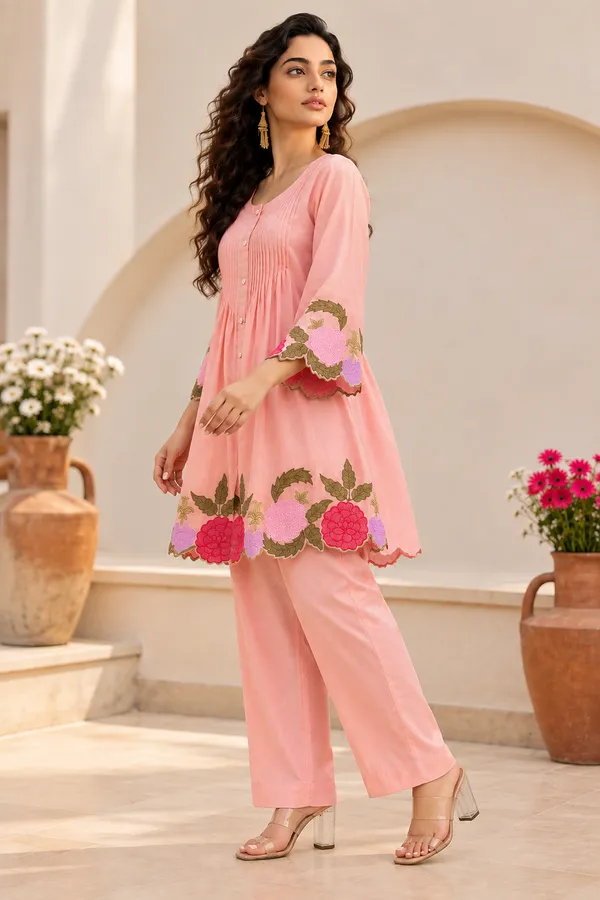 Pink_Cotton_Kurta_Pant_Set_For_Women