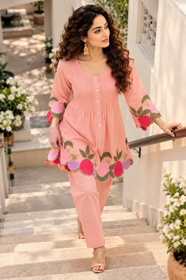 Pink_Cotton_Kurta_Pant_Set_For_Women