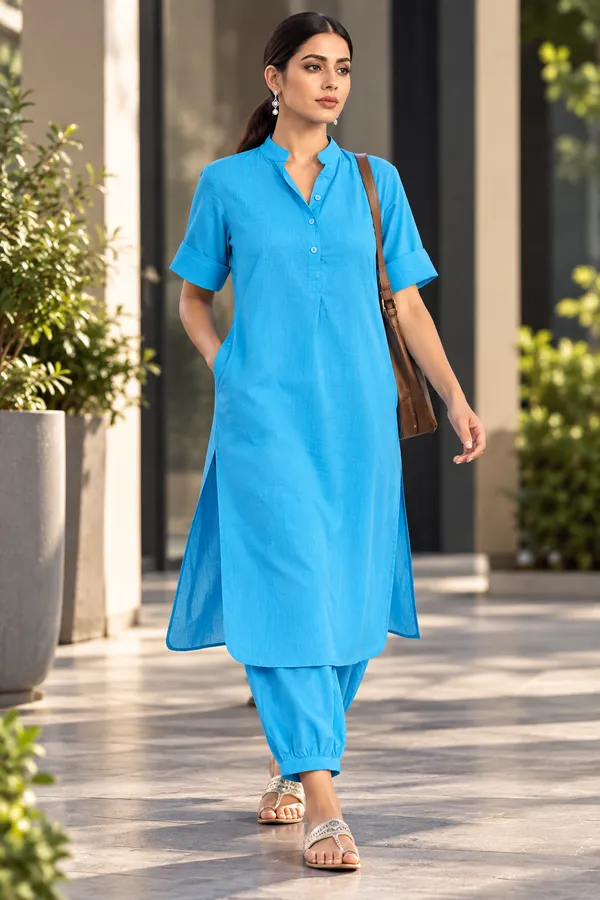 Blue_Cotton_Pathani_Set_For_Women