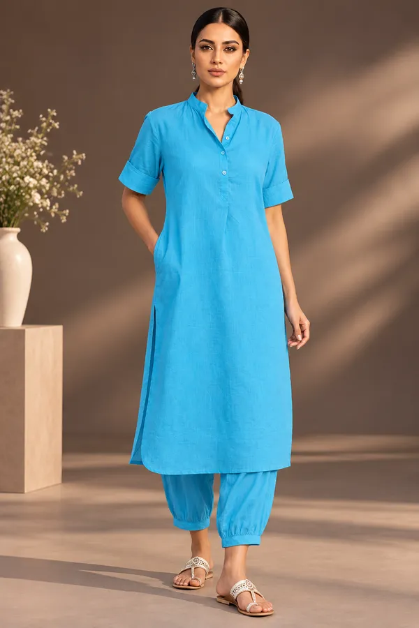 Blue_Cotton_Pathani_Set_For_Women