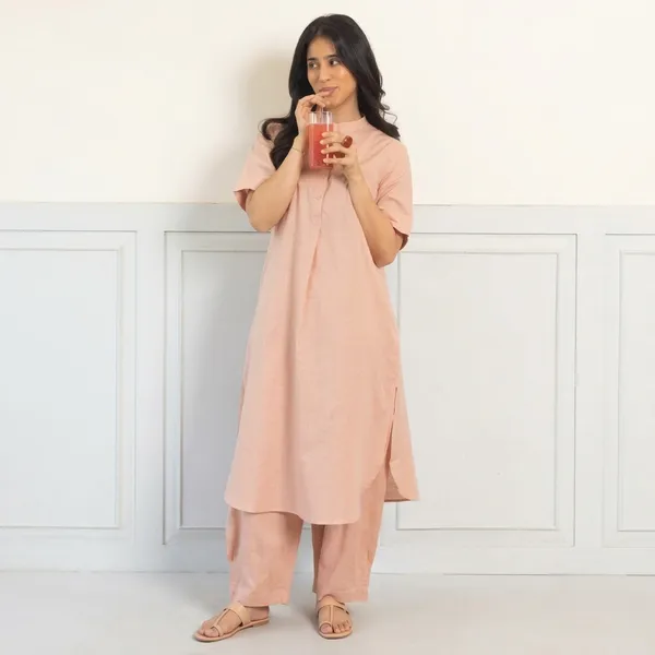 Peach_Cotton_Pathani_Set_For_Women
