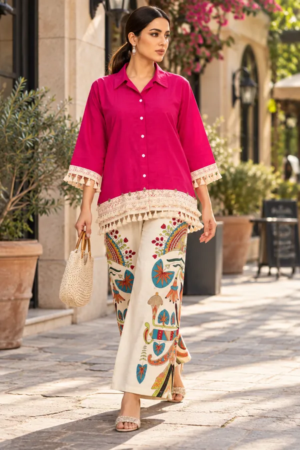 Pink_Cotton_Short_Kurta_Pant_Set_For_Women