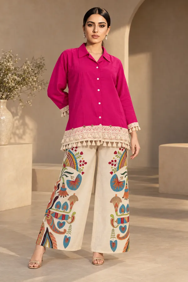 Pink_Cotton_Short_Kurta_Pant_Set_For_Women