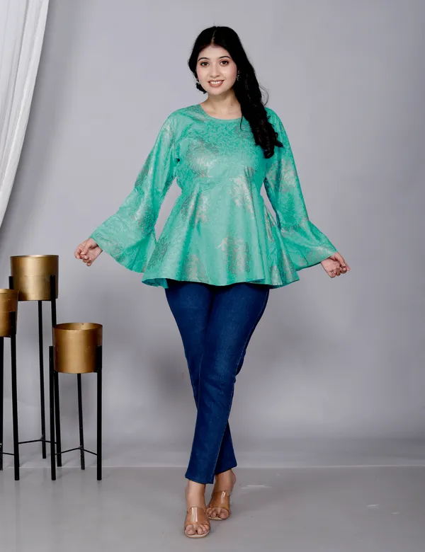 Sky_Blue_Rayon_Top/Short_Kurti_For_Women