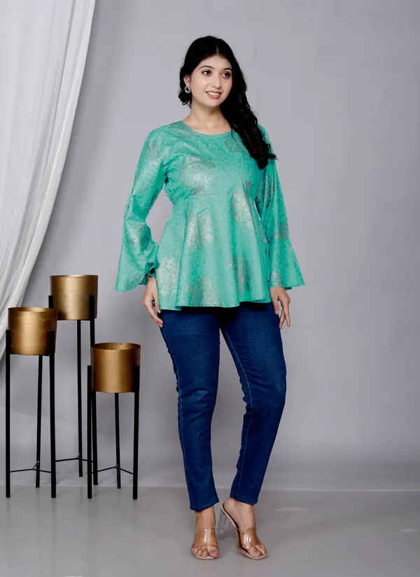 Sky_Blue_Rayon_Top/Short_Kurti_For_Women