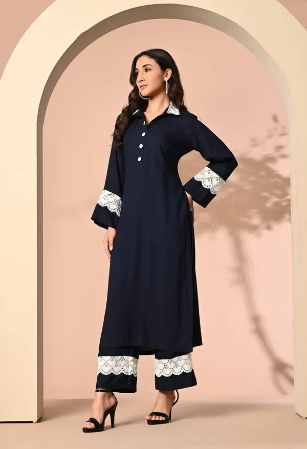 Black_Rayon_Ethnic_Kurta_And_Pant_Set_For_Women
