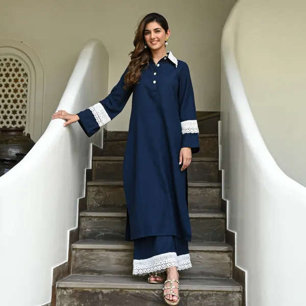 Blue_Rayon_Ethnic_Kurta_And_Pant_Set_For_Women