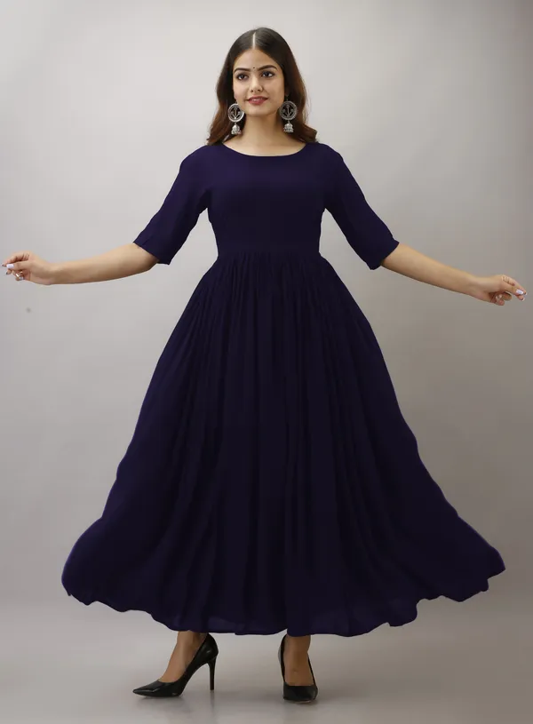 Blue_Plain_Rayon_Anarkali_Kurta_|_Push_Premium_For_Women