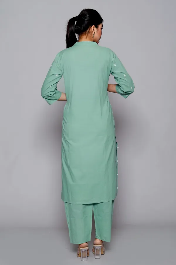 Green_Cotton_Blend_Regular_Kurta_|_Push_Premium_For_Women