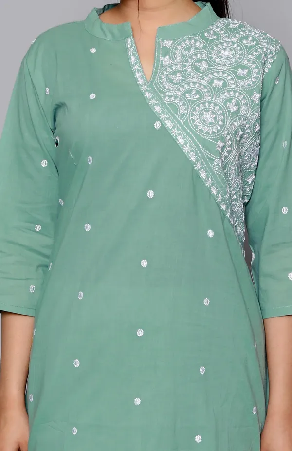 Green_Cotton_Blend_Regular_Kurta_|_Push_Premium_For_Women