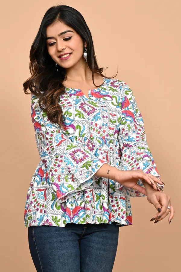 White_Rayon_Kurta_Top/Short_Kurti_For_Women
