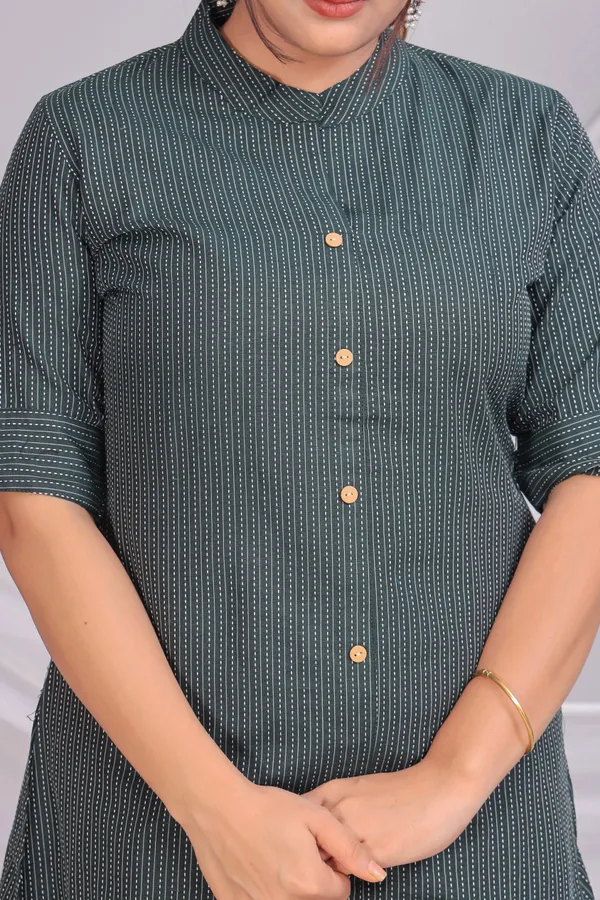Green_Khadi_Cotton_Ethnic_Kurta_And_Pant_Set_For_Women