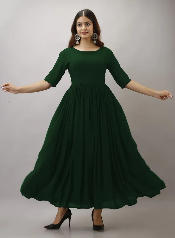 Green_Plain_Rayon_Anarkali_Kurta_For_women