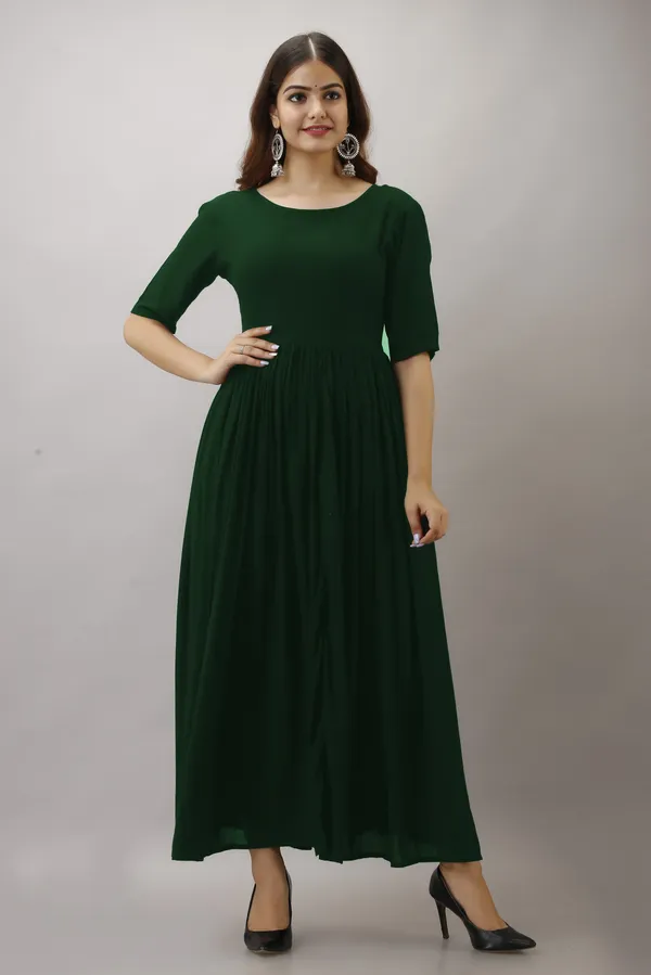 Green_Plain_Rayon_Anarkali_Kurta_For_women