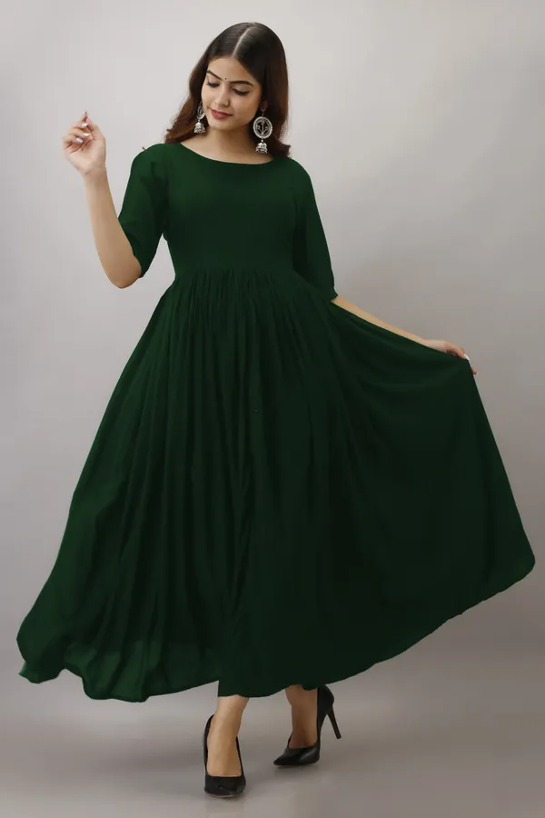 Green_Plain_Rayon_Anarkali_Kurta_For_women