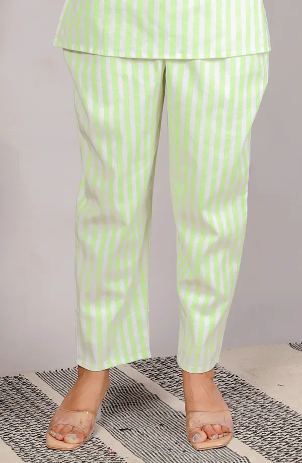 White_Green_Strip_Co-Ord_Set