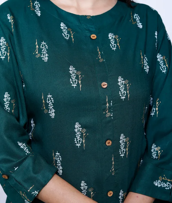 Green_Printed_Top/Short_Kurti_For_Women
