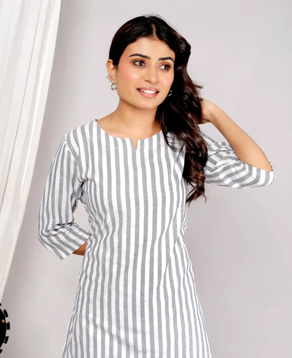 White_Grey_Strip_Co-Ord_Set