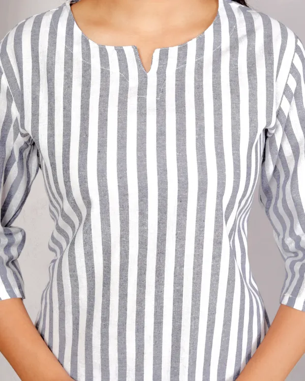 White_Grey_Strip_Co-Ord_Set