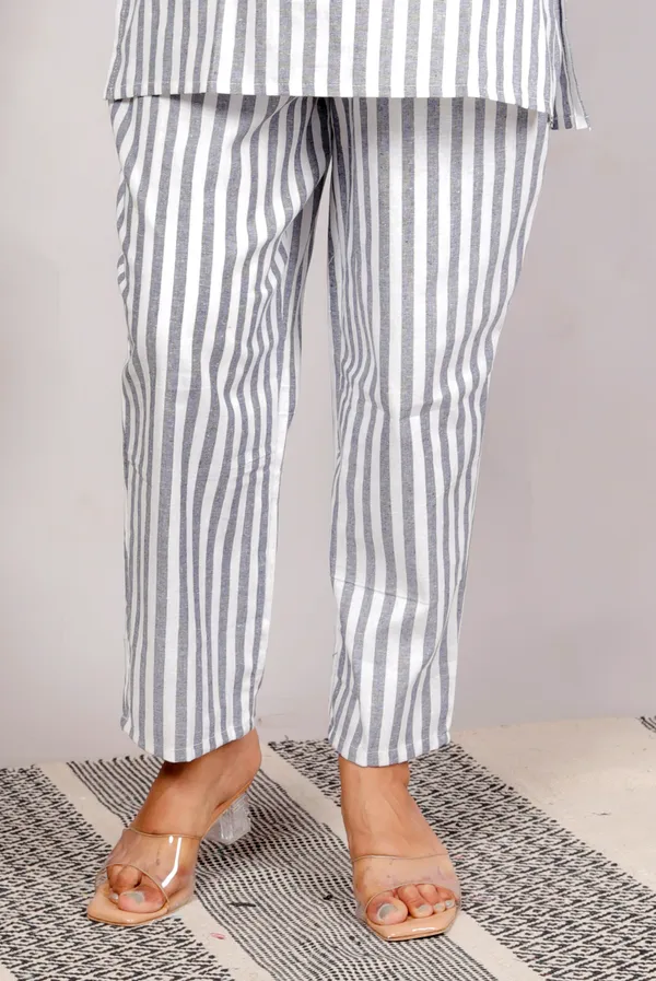 White_Grey_Strip_Co-Ord_Set