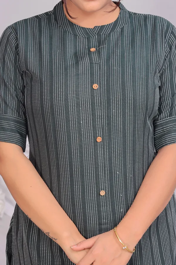 Green_Khadi_Cotton_Kurta_And_Pant_Set_With_Dupatta