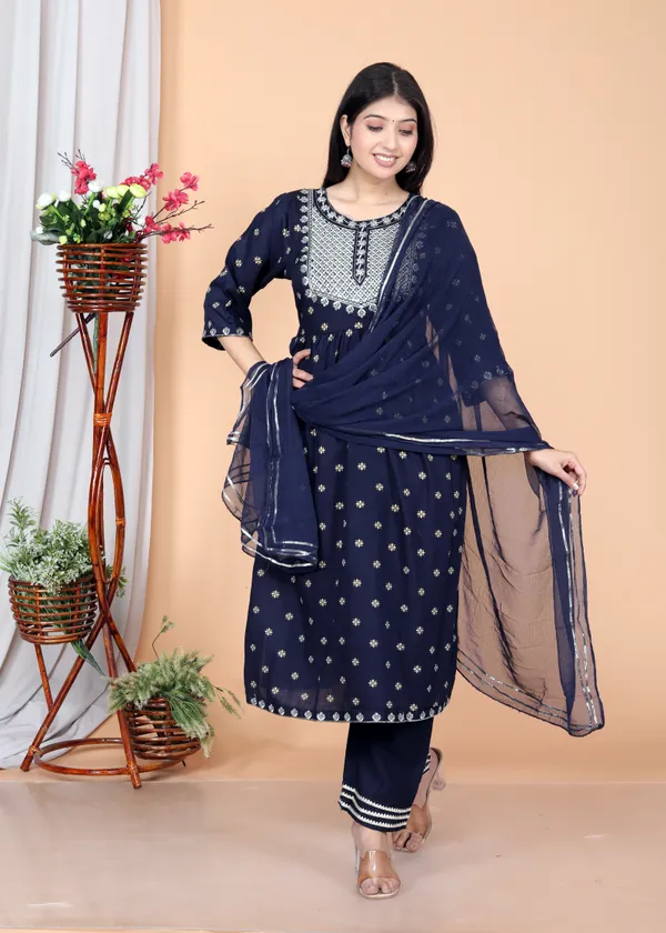 Blue_Rayon_Embroidery_Kurta_Pant_Dupatta_Set_For_Women