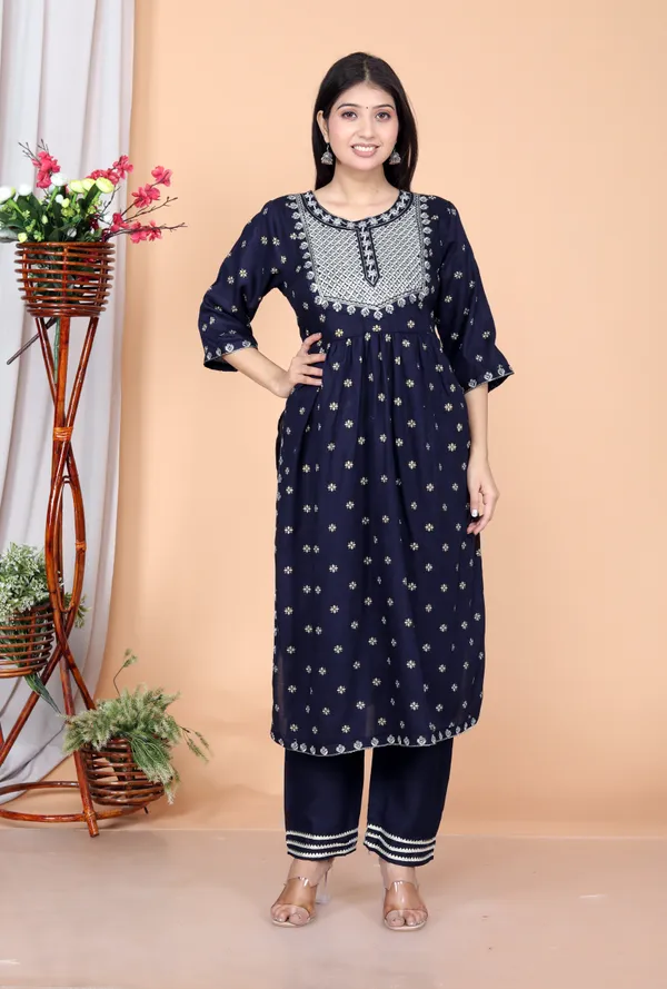Blue_Rayon_Embroidery_Kurta_Pant_Dupatta_Set_For_Women
