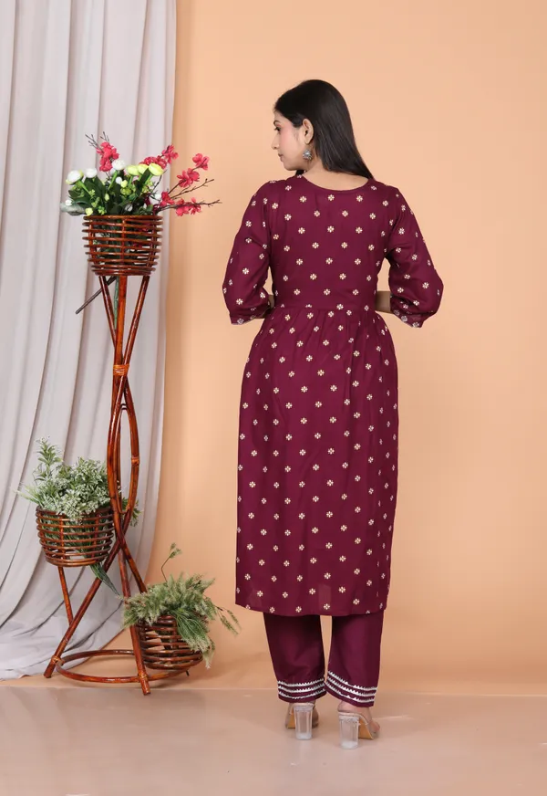 Maroon_Rayon_Embroidery_Kurta_Pant_Dupatta_Set_For_Women