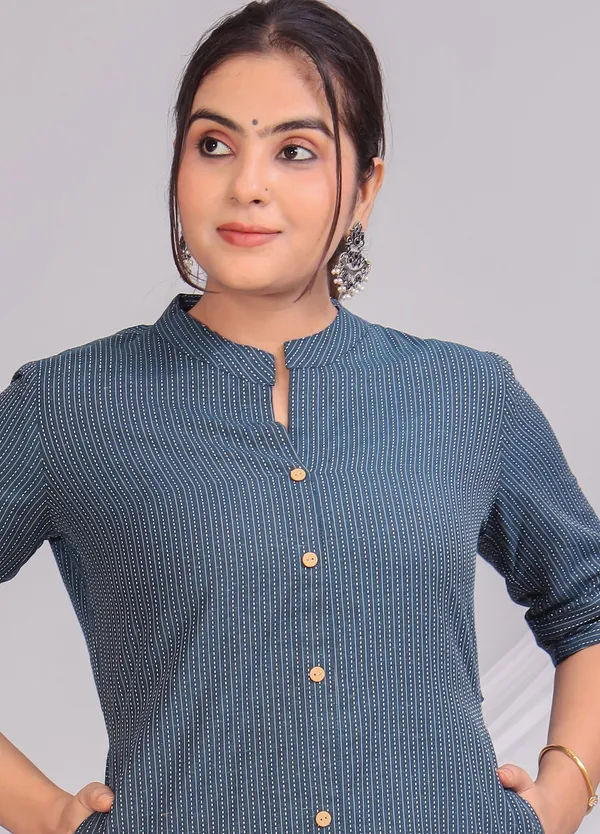 Blue_Khadi_Cotton_Ethnic_Kurta_And_Pant_Set_|_Push_Premium_For_Women