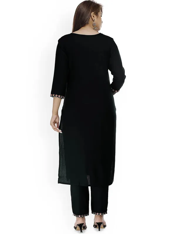 Black_Straight_Embroidery_Kurta_Pant_Set_|_Push_Premium_For_Women