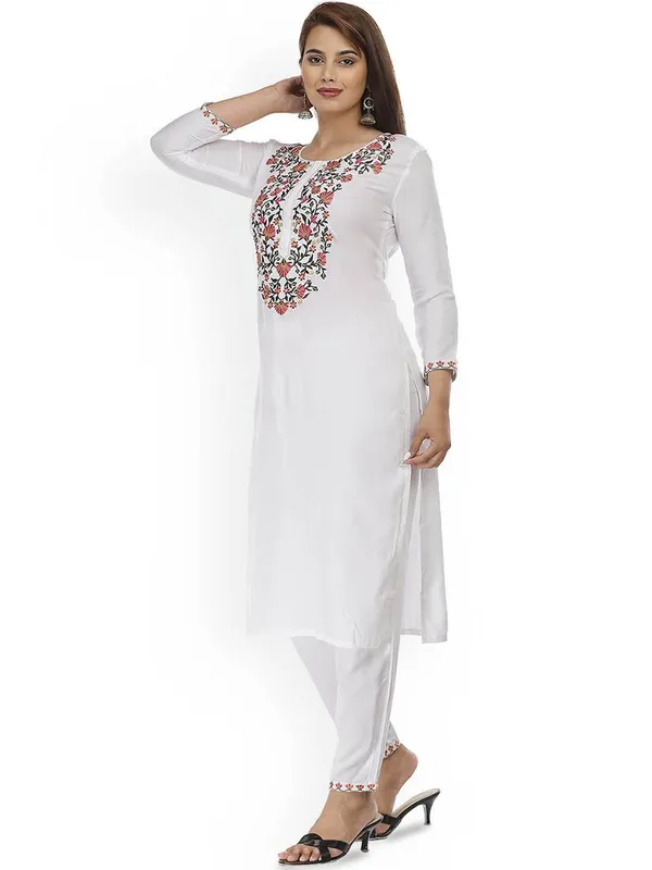 White_Straight_Embroidery_Kurta_Pant_Set_|_Push_Premium_For_Women
