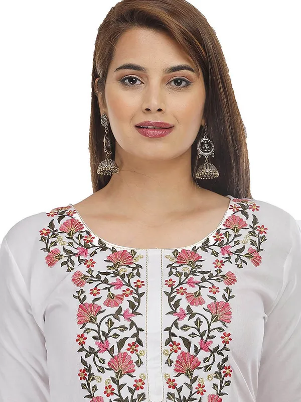 White_Straight_Embroidery_Kurta_Pant_Set_|_Push_Premium_For_Women