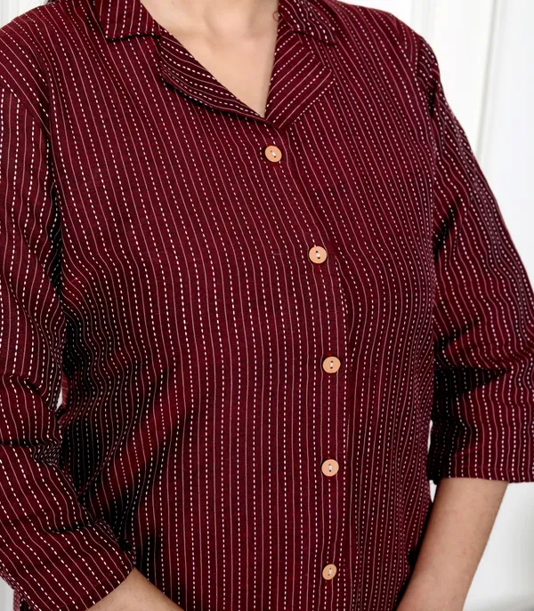 Maroon_Handloom_Cotton_Co-Ord_Set_|_Push_Premium_For_Women