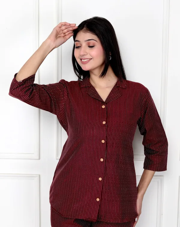 Maroon_Handloom_Cotton_Co-Ord_Set_|_Push_Premium_For_Women