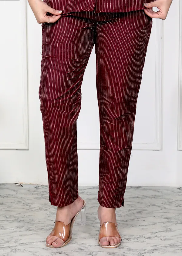 Maroon_Handloom_Cotton_Co-Ord_Set_|_Push_Premium_For_Women