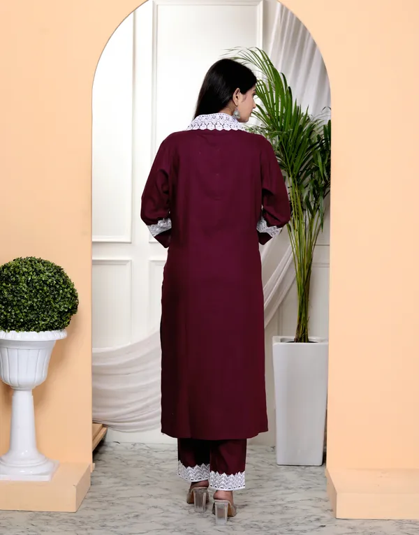 Maroon_Rayon_Ethnic_Kurta_And_Pant_Set_|_Push_Premium_For_Women