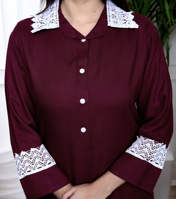 Maroon_Rayon_Ethnic_Kurta_And_Pant_Set_|_Push_Premium_For_Women