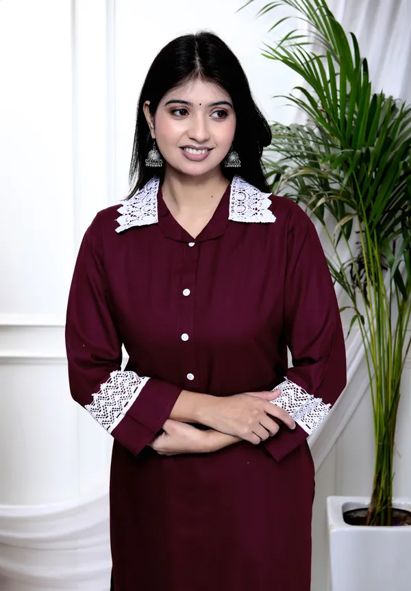 Maroon_Rayon_Ethnic_Kurta_And_Pant_Set_|_Push_Premium_For_Women