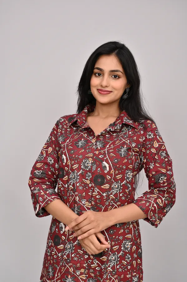 Maroon_Cotton_Kurta_Pant_Set