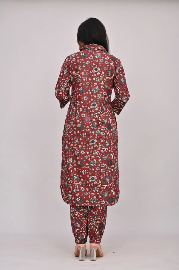 Maroon_Cotton_Kurta_Pant_Set