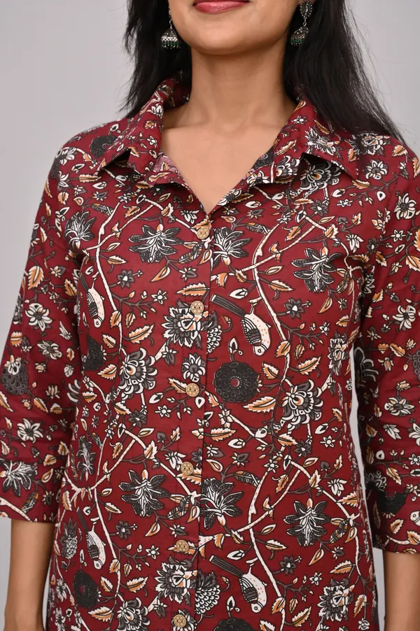 Maroon_Cotton_Kurta_Pant_Set