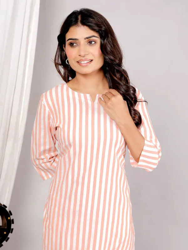 White_Orange_Strip_Co-Ord_Set