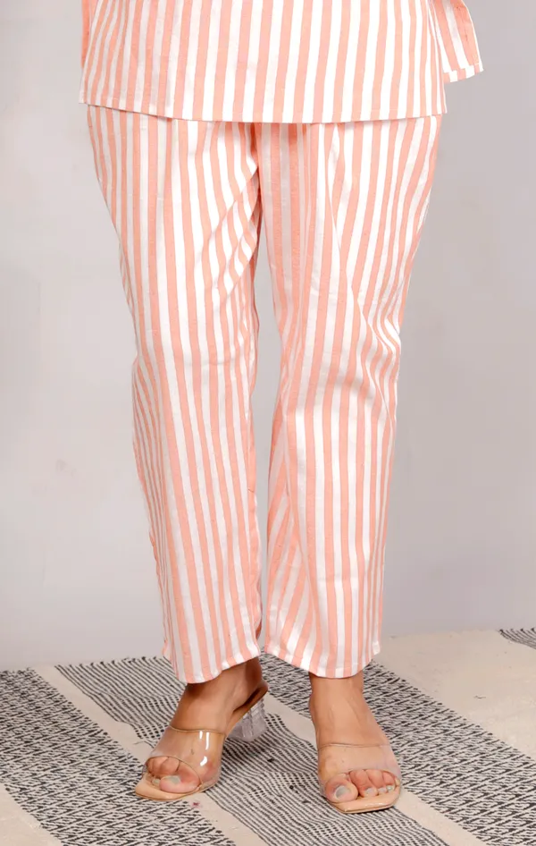 White_Orange_Strip_Co-Ord_Set