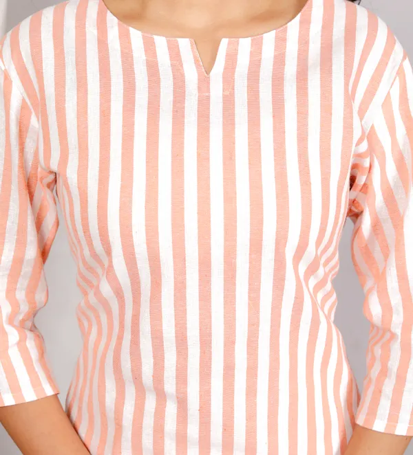 White_Orange_Strip_Co-Ord_Set