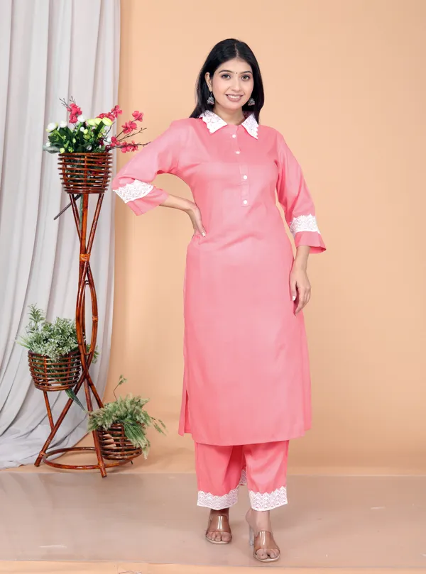 Pink_Rayon_Ethnic_Kurta_And_Pant_Set_For_Women