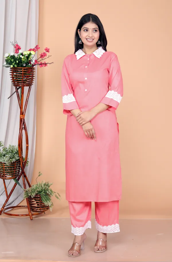 Pink_Rayon_Ethnic_Kurta_And_Pant_Set_For_Women