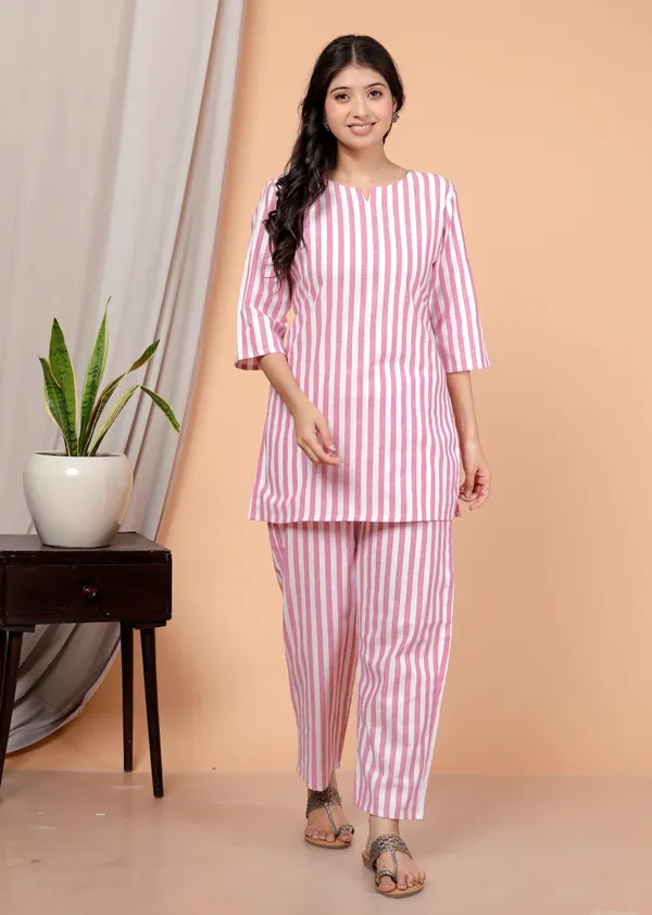 White_Pink_Strip_Co-Ord_Set
