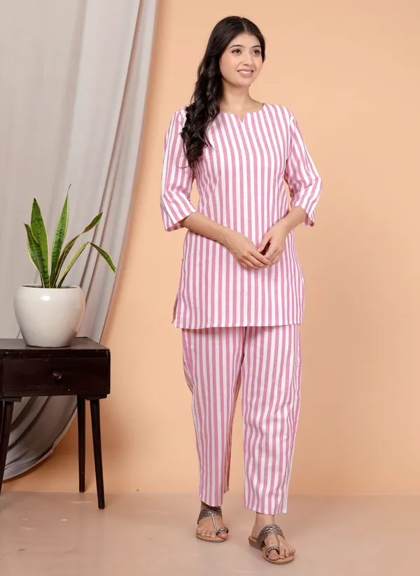White_Pink_Strip_Co-Ord_Set