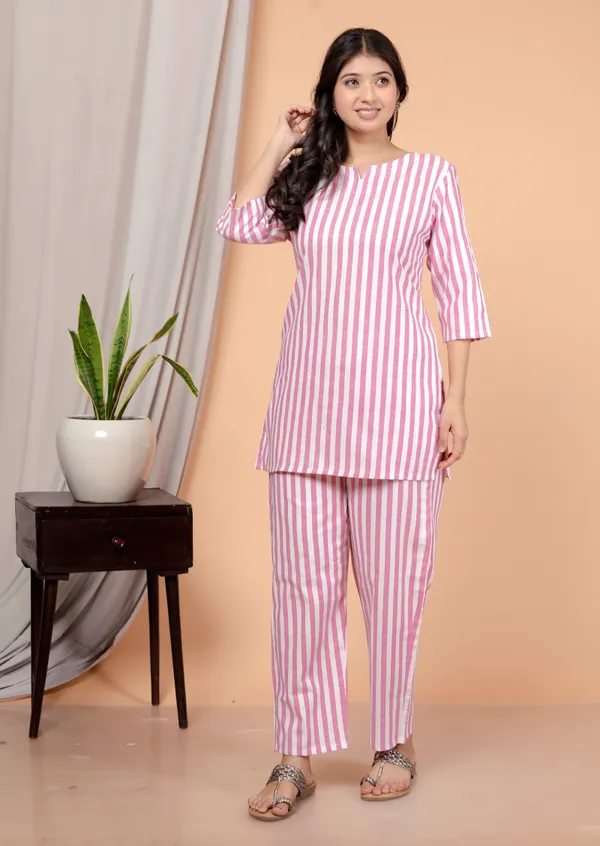 White_Pink_Strip_Co-Ord_Set